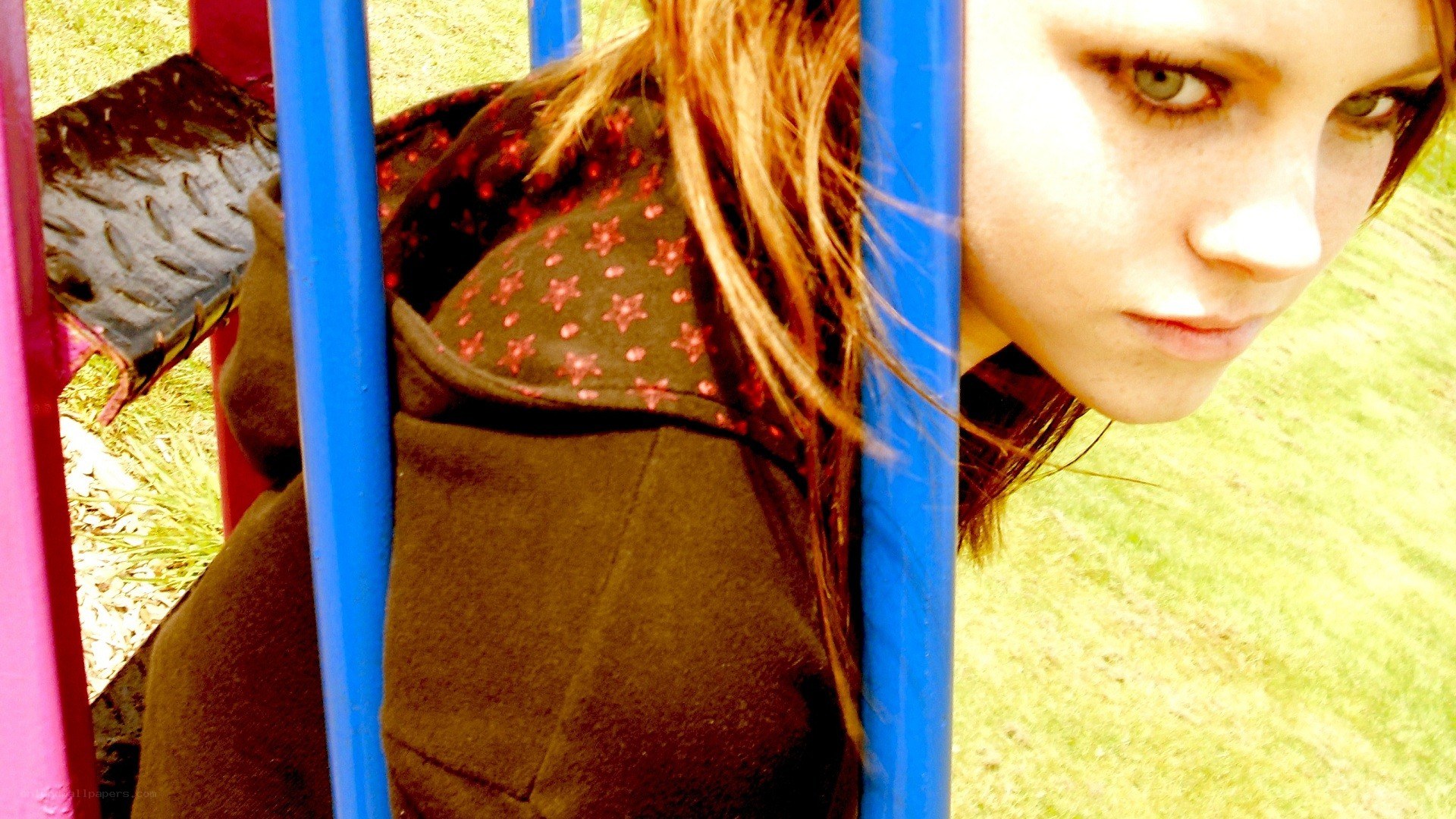 woman at playground structure