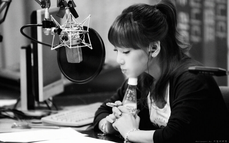 woman at radio studio