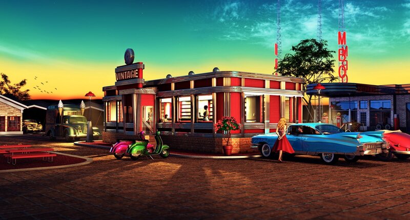Woman at Retro Diner