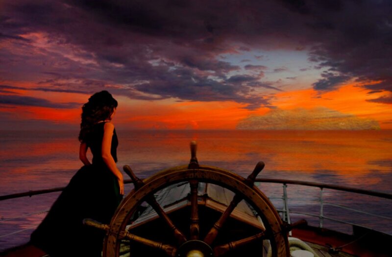 Woman at Ship's Wheel — Orange