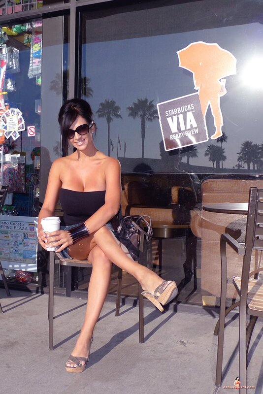 Woman at Starbucks outdoor seating