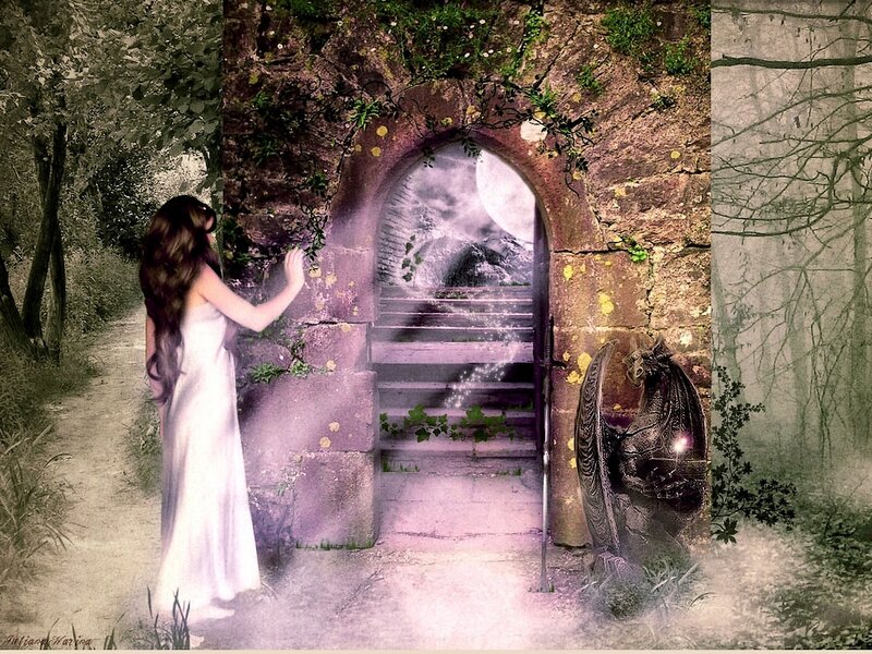Woman at Stone Archway