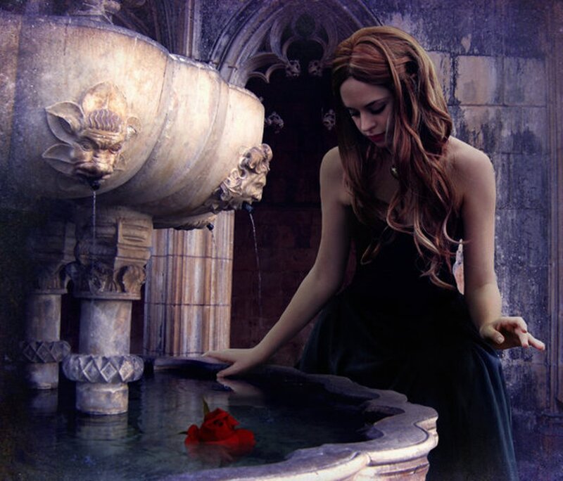 Woman at Stone Fountain