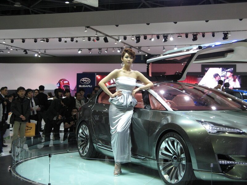 Woman at Subaru concept car