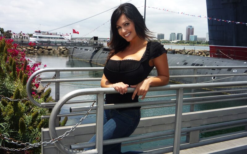 Woman at submarine dock