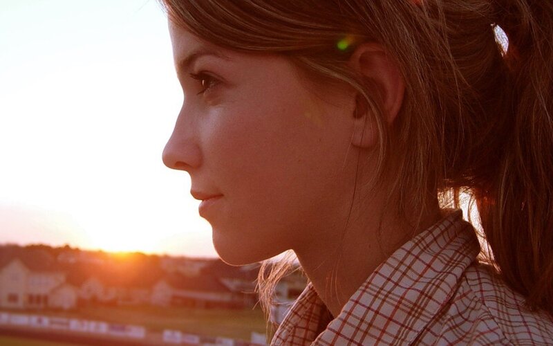 woman at sunset in profile