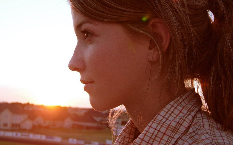 woman at sunset in profile