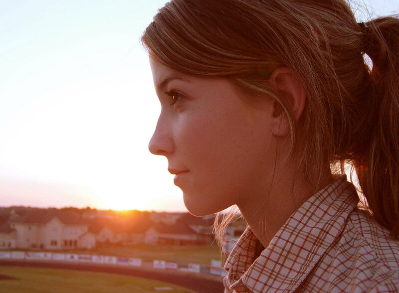 woman at sunset in profile