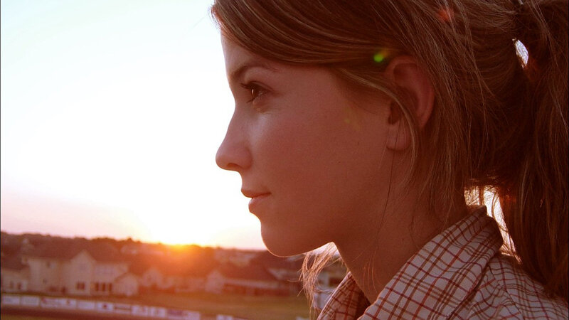 woman at sunset in profile
