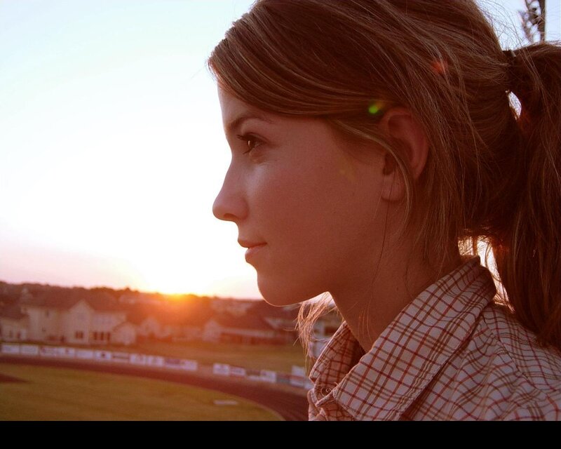 woman at sunset in profile