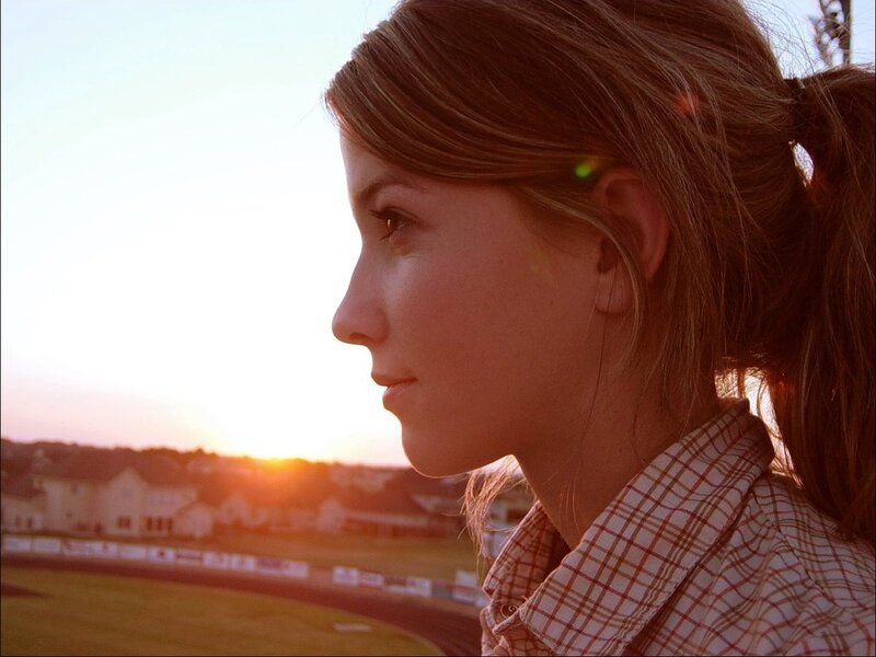 woman at sunset in profile