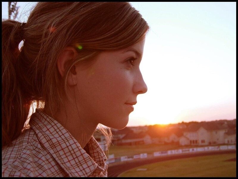 woman at sunset in profile