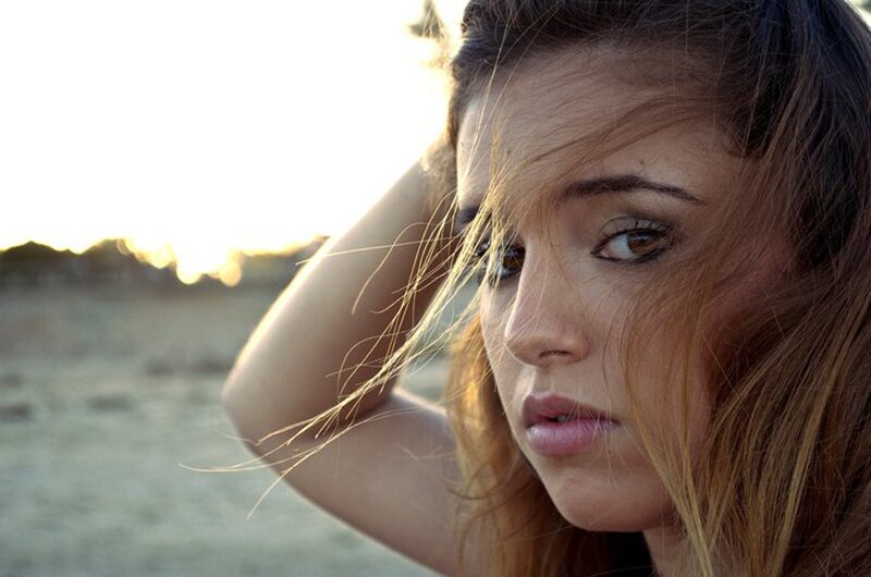 woman at sunset on beach