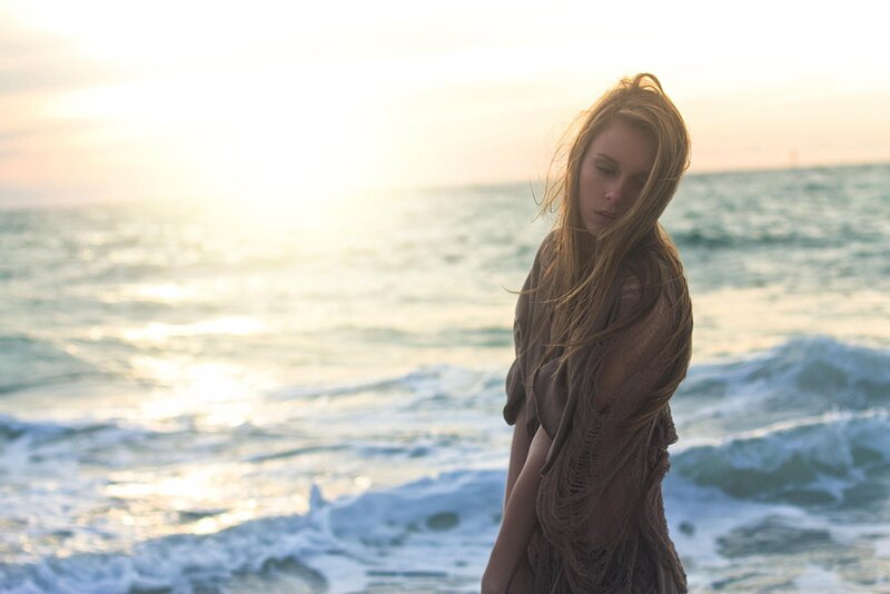 woman at sunset on beach