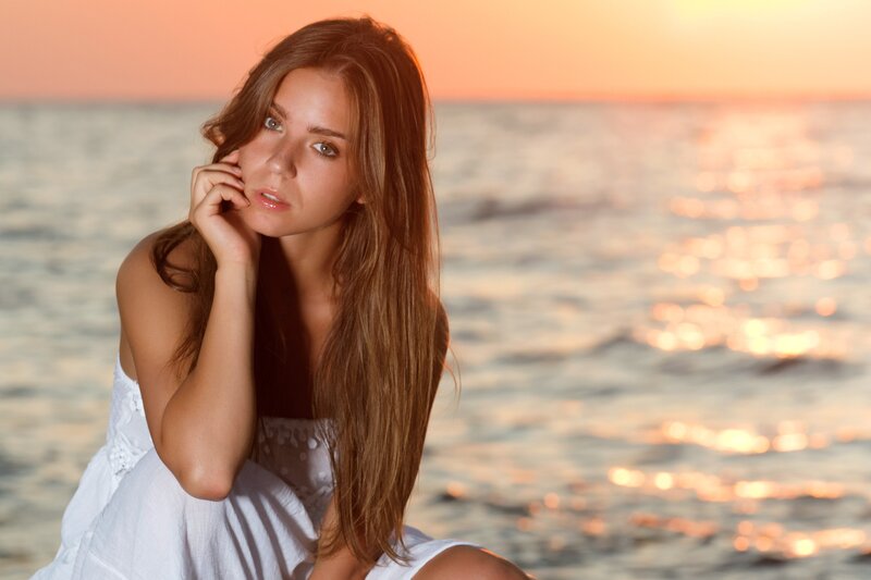 woman at sunset on beach