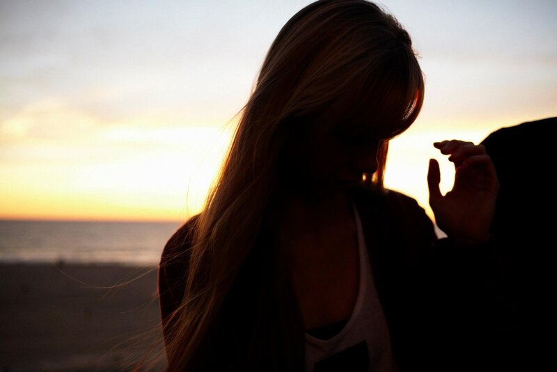 woman at sunset on beach
