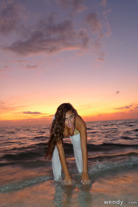 woman at sunset on beach