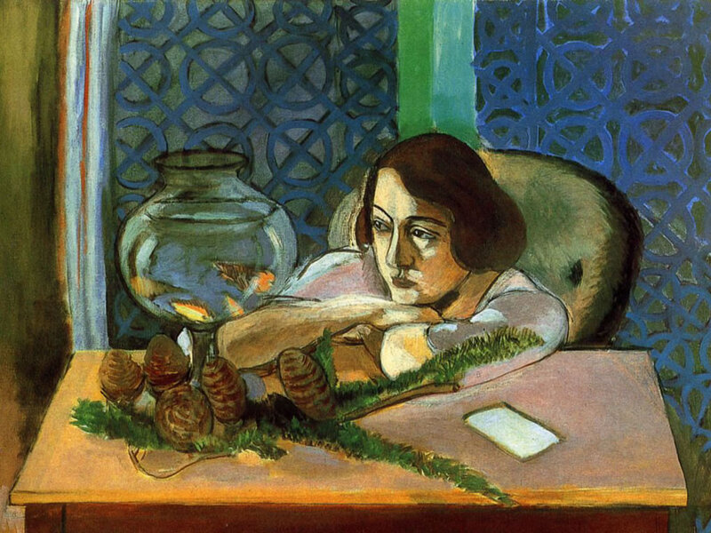 Woman at Table with Fishbowl