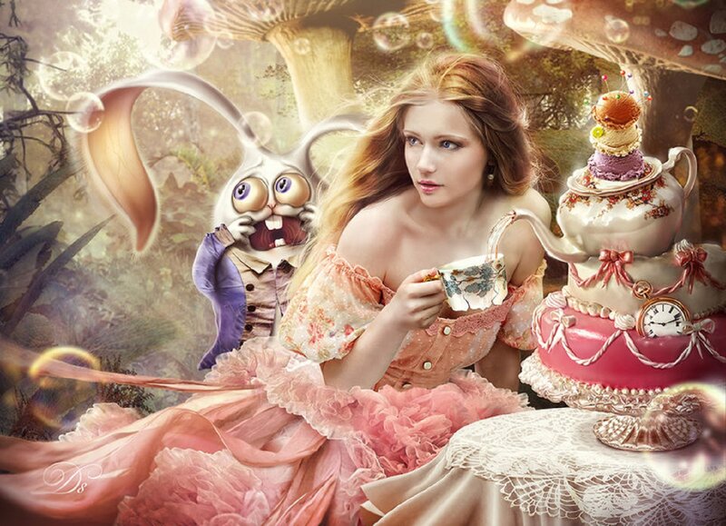 Woman at Tea Party — Pink