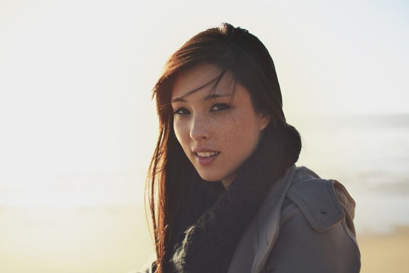 woman at the beach in sunlight