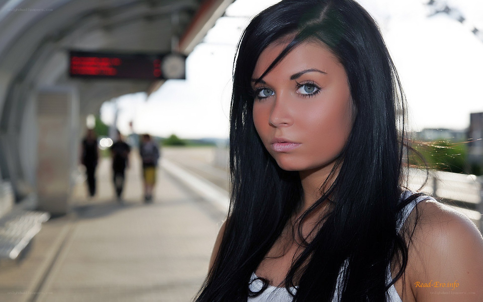 woman at train station