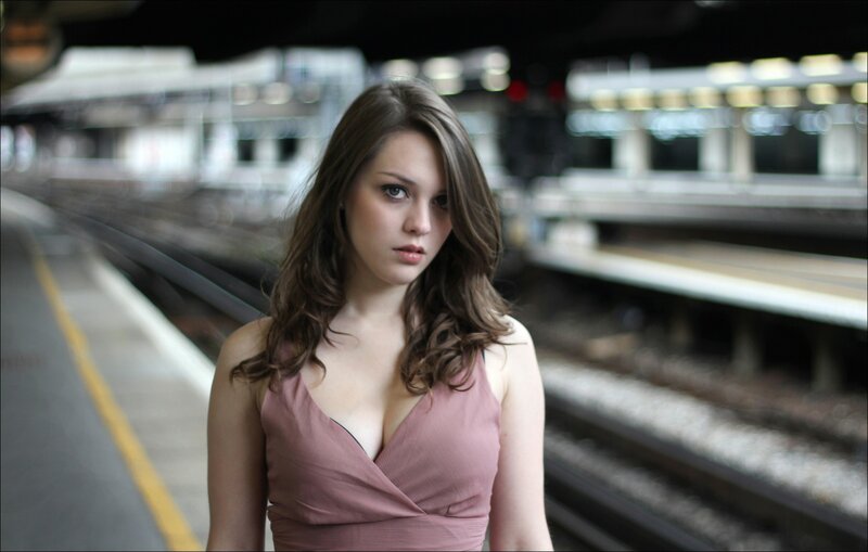 woman at train station