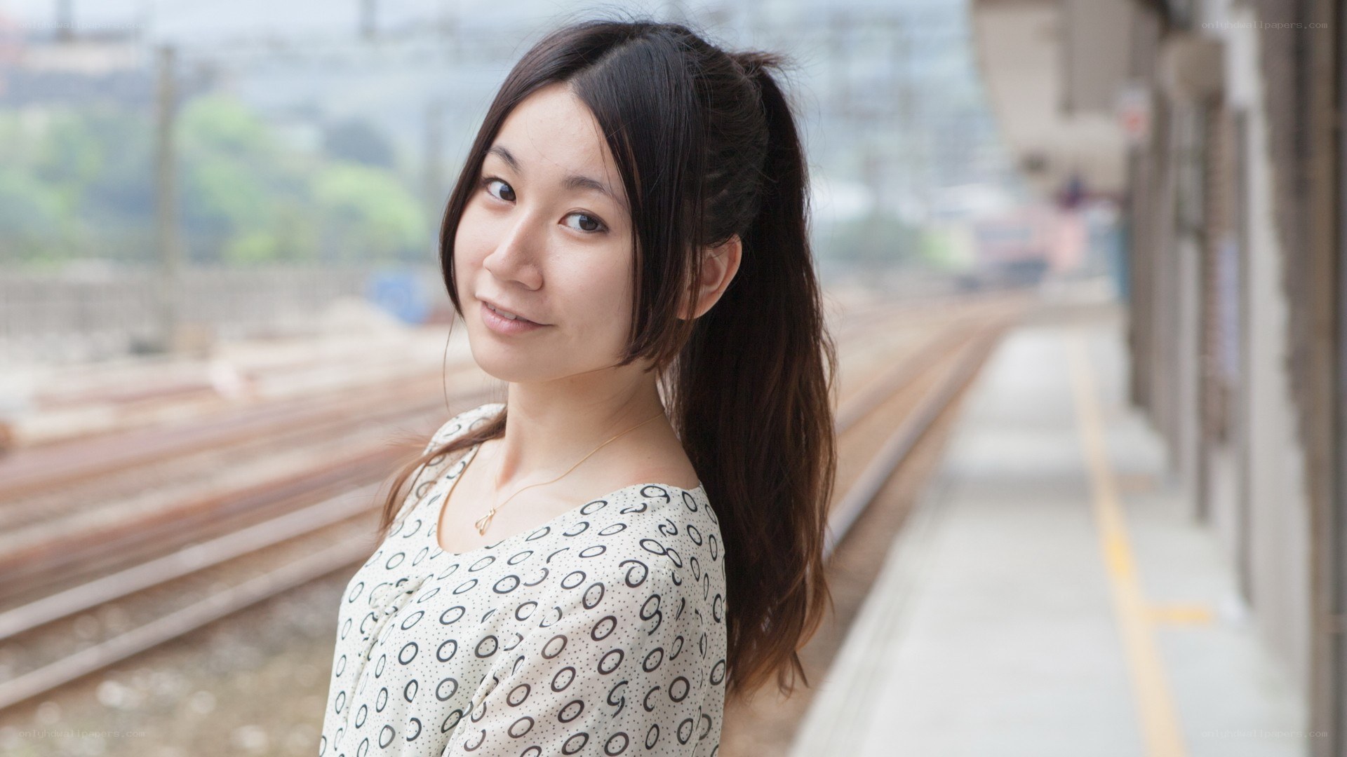 woman at train station