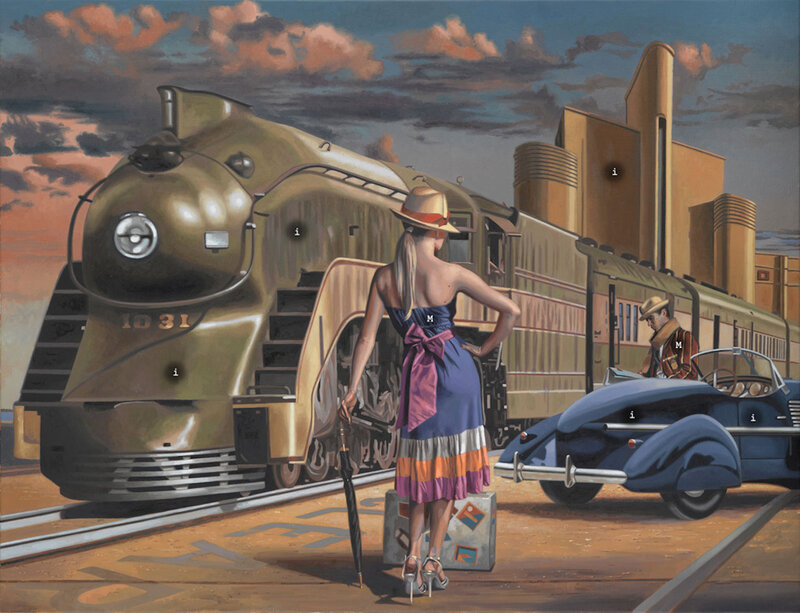 Woman at Train Station — Blue