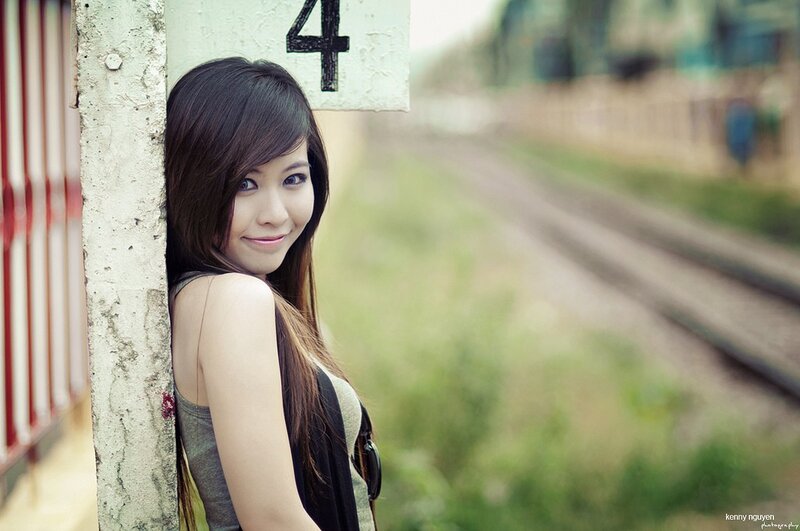 Woman at Train Station — Green