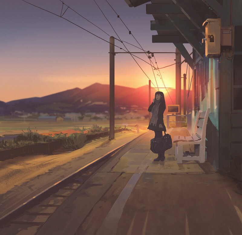 Woman at Train Station — Orange