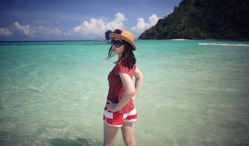Woman at tropical beach