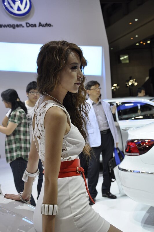 Woman at Volkswagen auto show