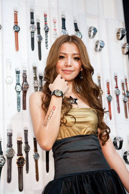 Woman at watch display event