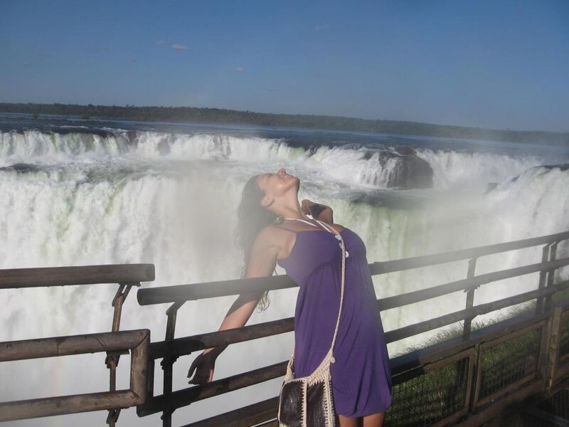 Woman at Waterfall — Purple