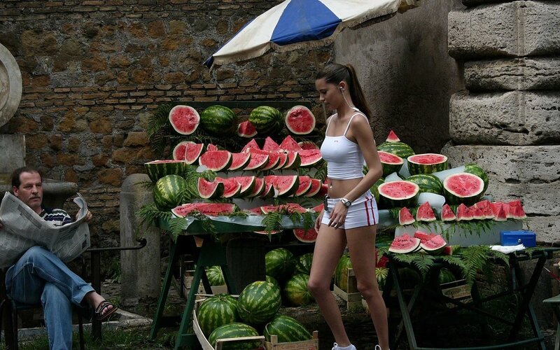 Woman at Watermelon Stand