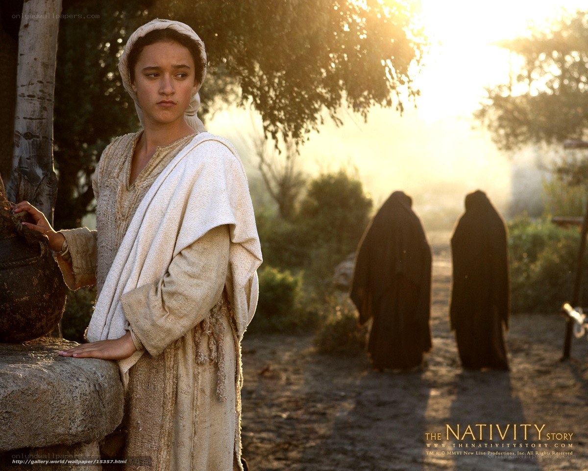 woman at well in nativity scene