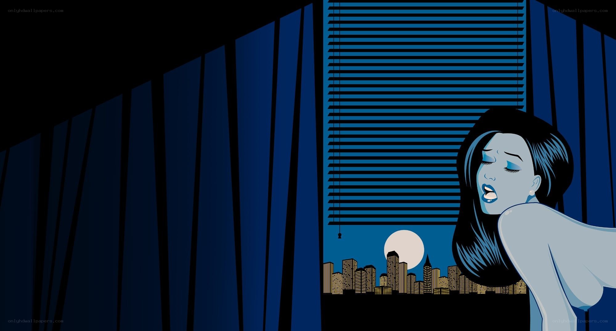 woman at window at night