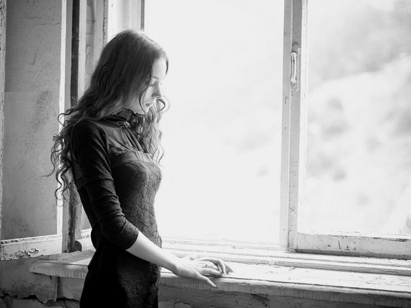 Woman at Window — Black, Contemplative