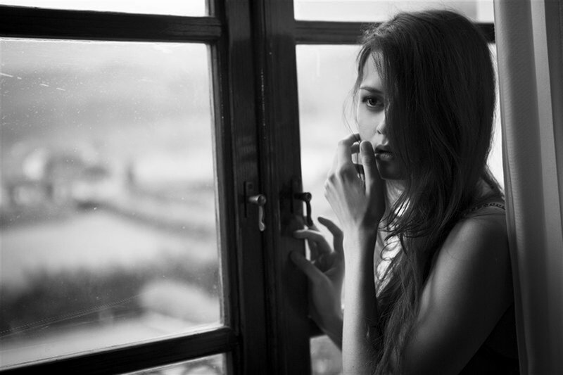 Woman at Window — Black, Melancholic