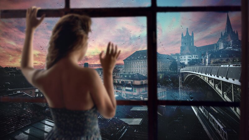 Woman at Window — Pink