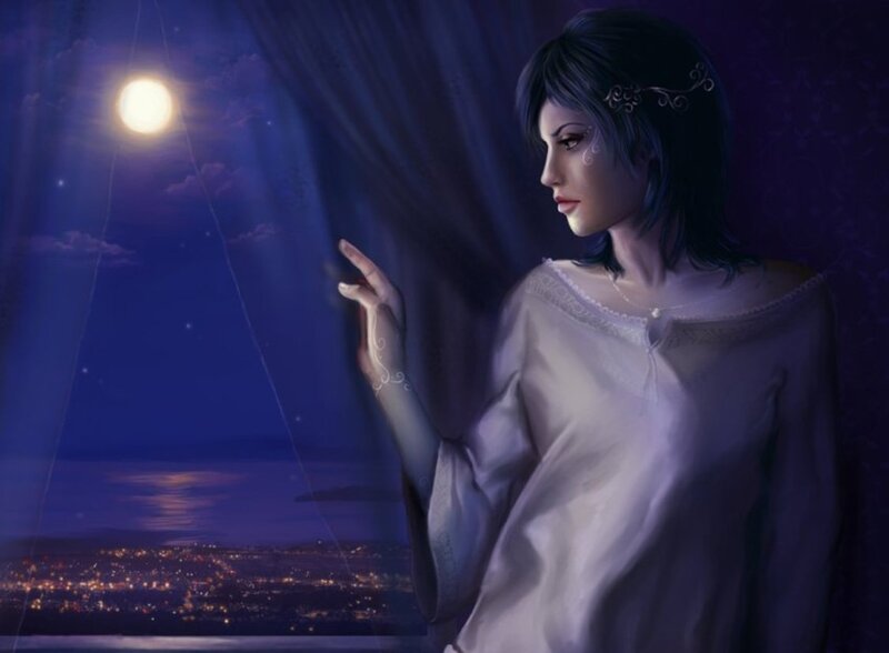 Woman at Window — Purple
