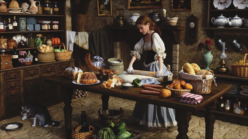 Woman Baking Bread — Brown