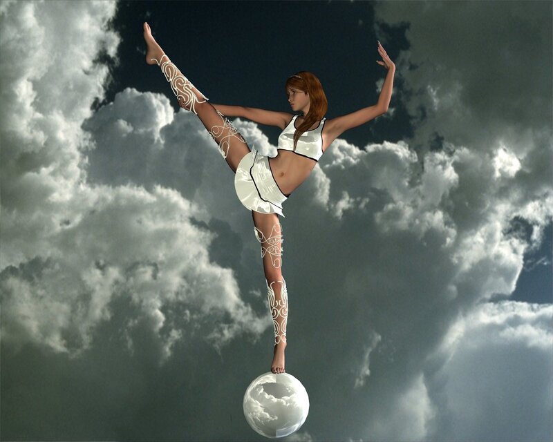 woman balancing on sphere