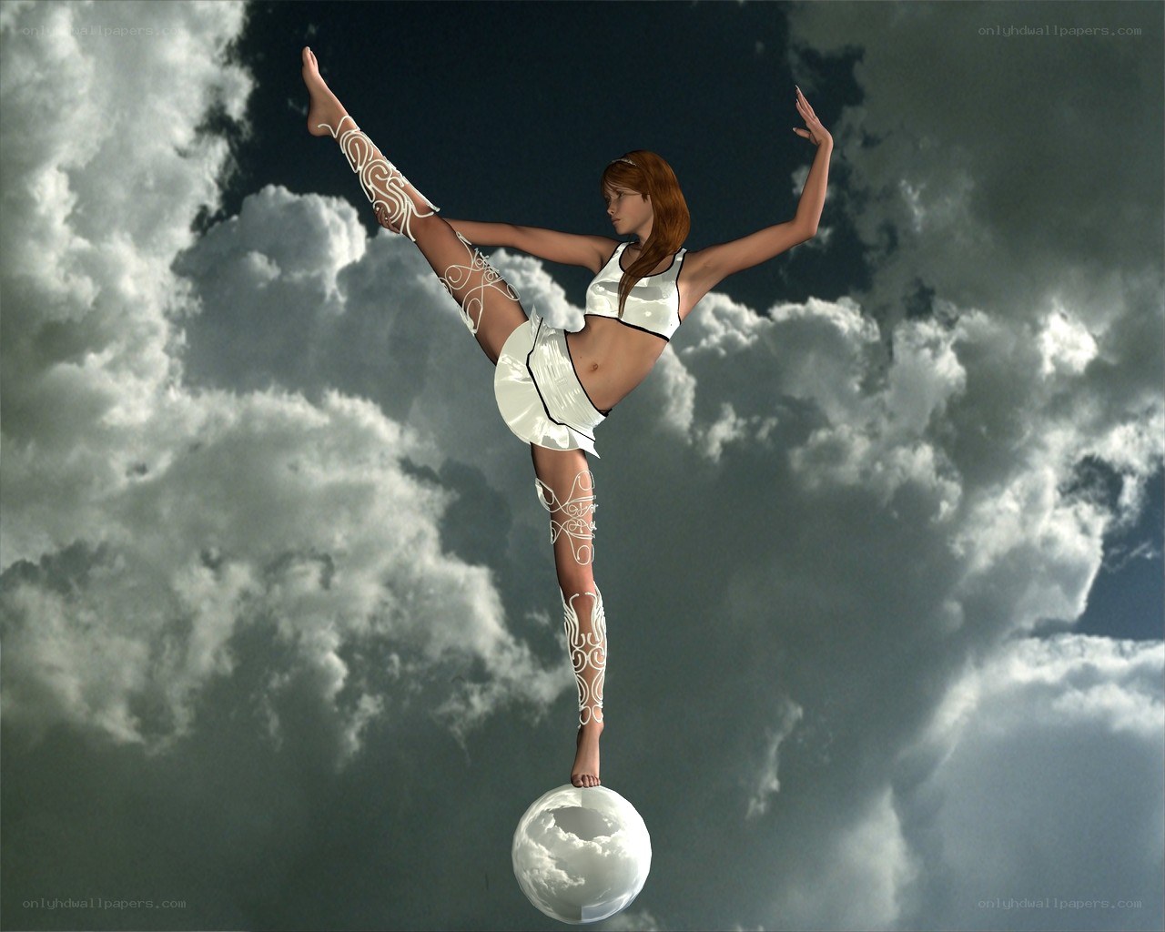 woman balancing on sphere