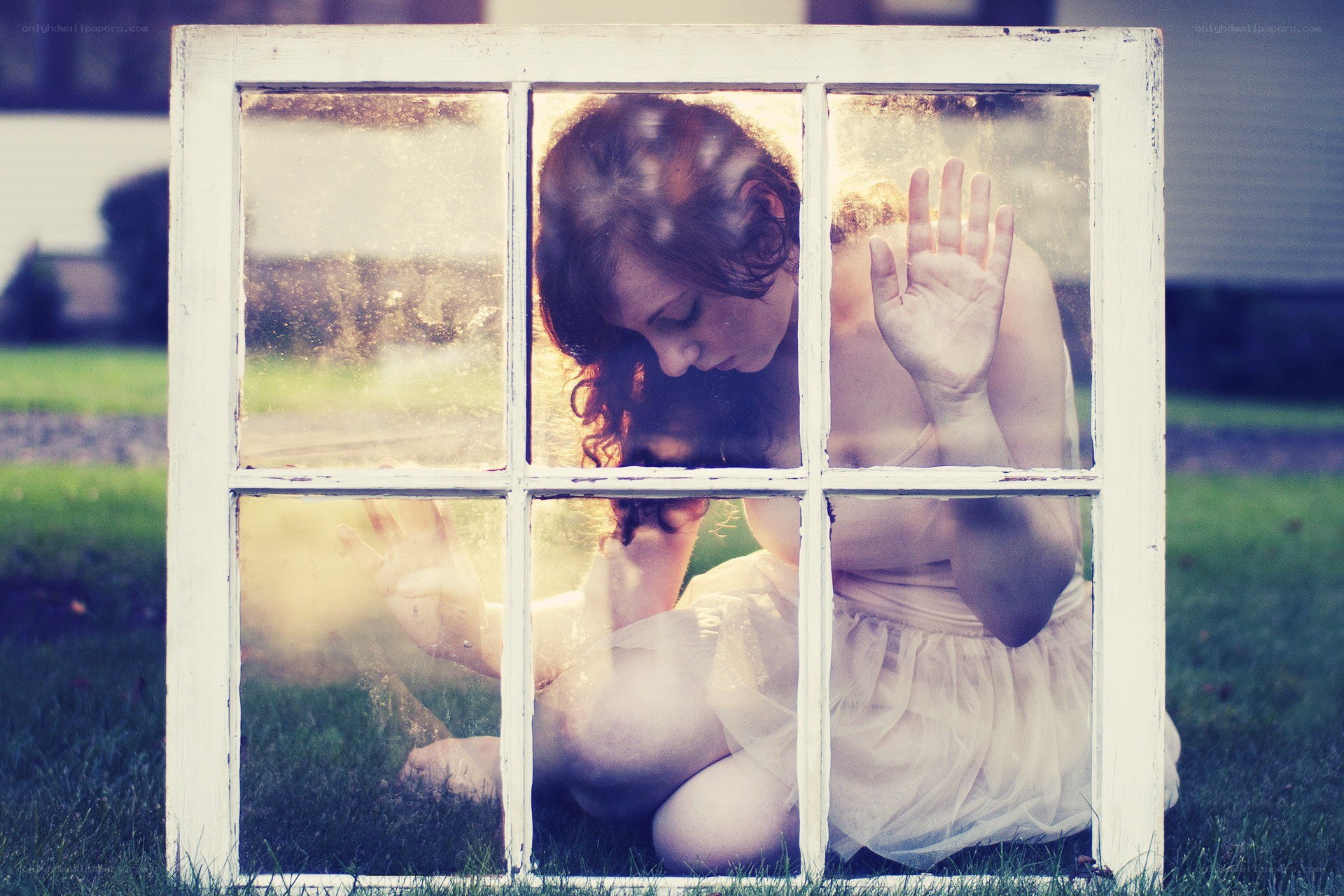 woman behind a window