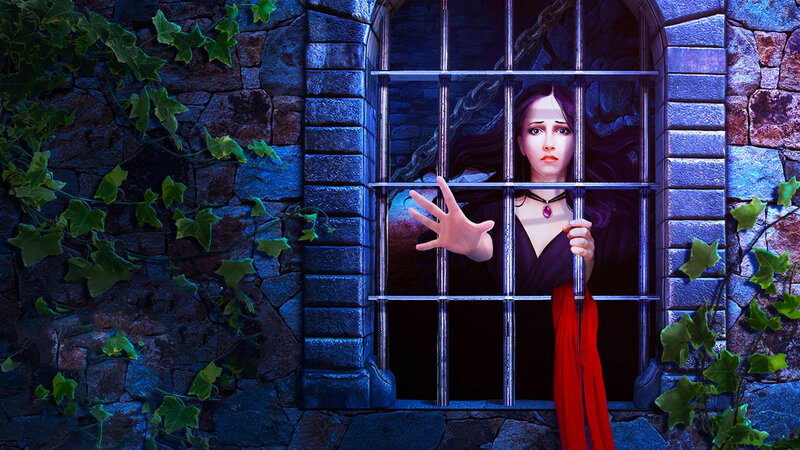 Woman Behind Bars — Blue, Dramatic, Night