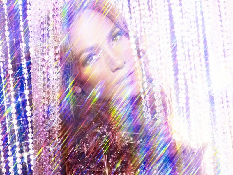 Woman Behind Beaded Curtain — White