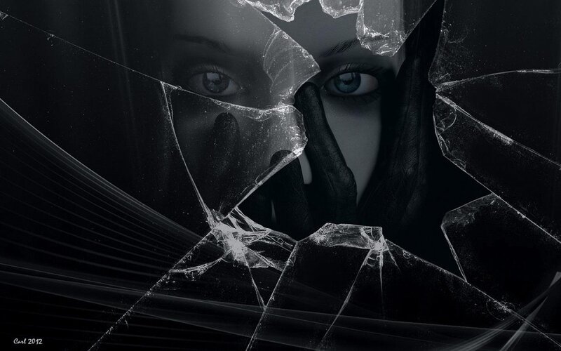 Woman Behind Broken Glass — Black