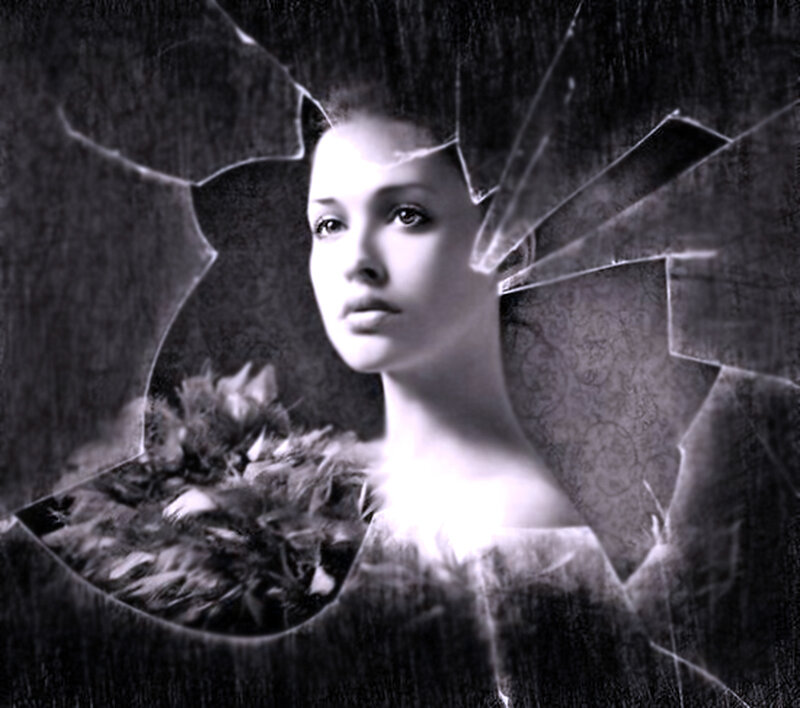 Woman Behind Broken Glass