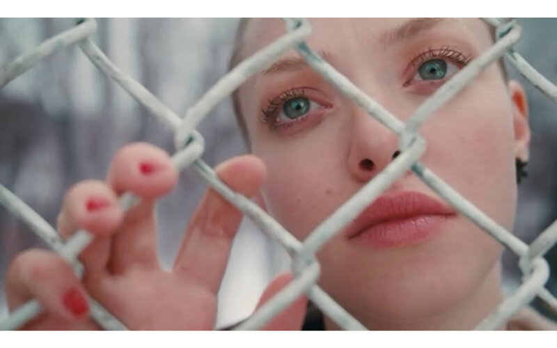 woman behind chain-link fence